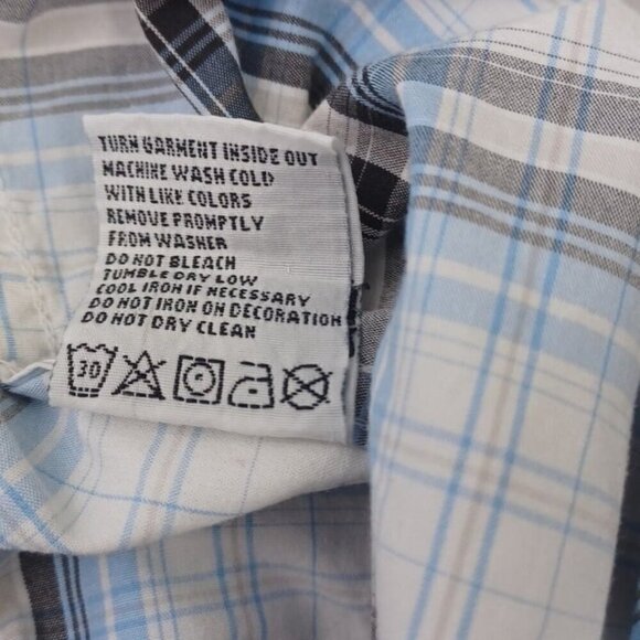 Marc Ecko Cut & Sew Men 2XL Blue Gray Western Plaid Long Sleeve Button Shirt - Picture 8 of 9